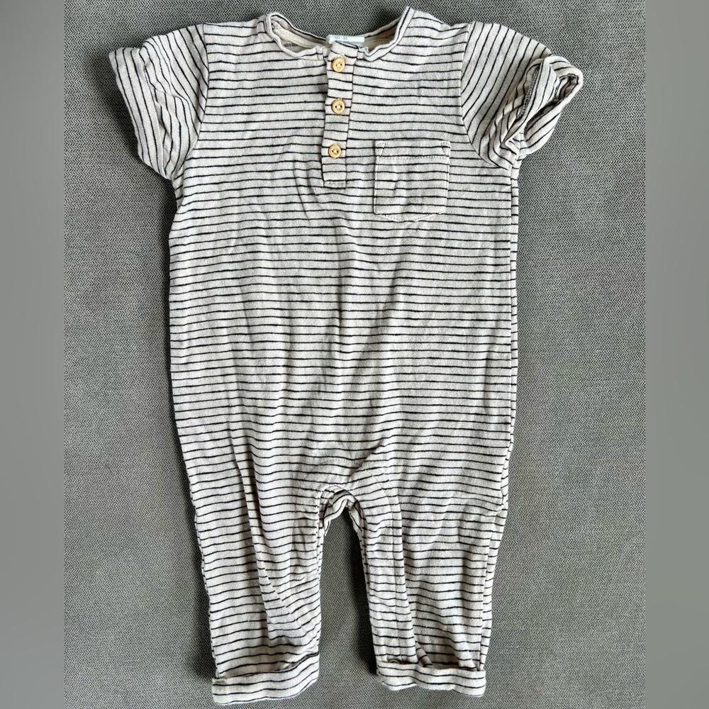 H&M Baby Organic Cotton Romper, Beige, 2-4m